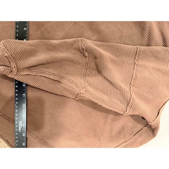 We The Free Brown Ribbed Crew Neck Long Sleeve Oversized Sweatshirt Extra Small - Picture 6 of 7